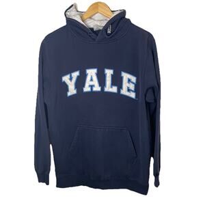 VTG 90s Yale University Spellout Graphic Logo Hoodie Sweatshirt Ivy League Men M